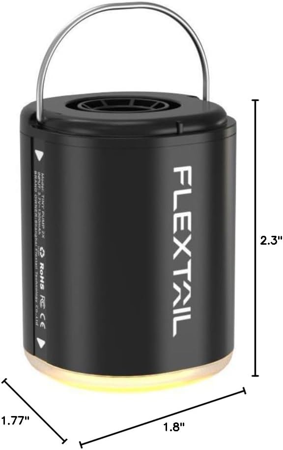 FLEXTAILGEAR Air Pump for Inflatables with Camping Lantern, Tiny Pump 2X, 4kPa Portable Air Pump Rechargeable Air Mattress Pump with Magnetic Design, for Sleeping Pads Pool Floats Swimming Rings
