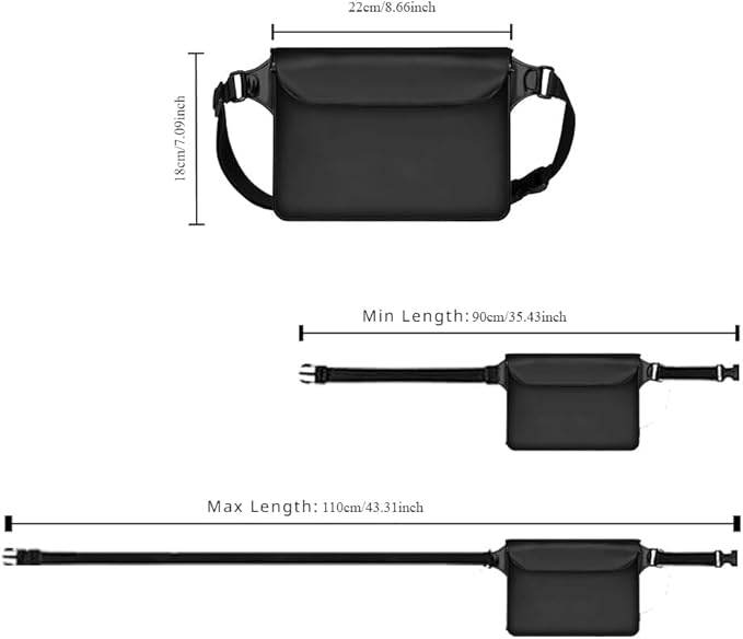 2-Pack Waterproof Bag with Adjustable Waistband and Touch Sensitive Screen, Keeping Your Phone and Valuables Dry, Perfect for Drifting, Swimming, Kayaking, Rowing, Fishing… (Black+White)