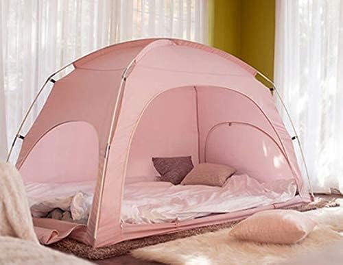 Laylala Indoor Privacy and Play Tent on Bed Sleep Cozy in Drafty Room,Privacy Tent on Bed for Warm (Pink), The sky is blue