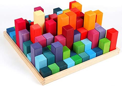 'Pyramid' Rainbow X-Large 100 Piece Blocks, Wooden Toys for Kids, Geometric Stacking Educational Building Blocks