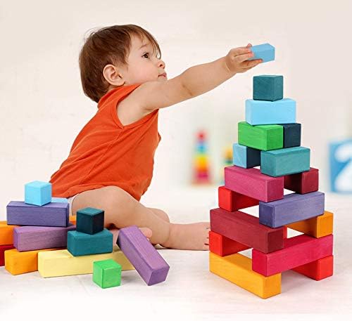 'Pyramid' Rainbow X-Large 100 Piece Blocks, Wooden Toys for Kids, Geometric Stacking Educational Building Blocks