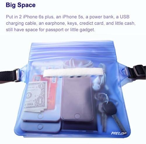 Waterproof Pouch Bag with Adjustable Shackle Strap Protect Phone and Items Dry and Clean from Water Submersion When Rainning Boating Swimming Kayaking Fishing Water Parks