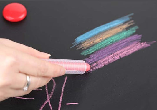 Drawing Chalks Colored Dustless Chalk Teachers Office Drawing Chalks Activity Indoor Outdoor Blackboard Chalk Artwork Chalk Stencil Set Non-Toxic 6PCS