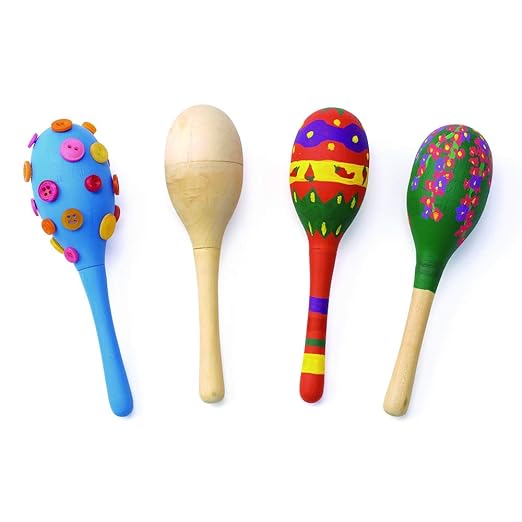 Colorations Wooden Maracas Craft Kit for Kids, Pack of 12, Craft Kit for Children, Kids Maracas Craft, Fun Craft Project for Kids, Decorate Your Own Maracas