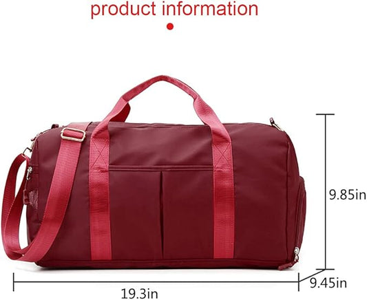 Blackwheel Sports Gym Bag With Shoe Bag Wet Bag Duffle Bag Waterproof Travel Bag for Women Cute Gym Bag Wine-Red 29L