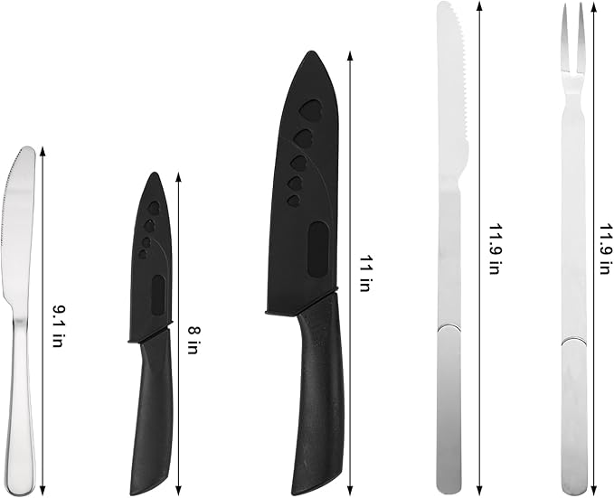 Camping Cooking Essentials Utensils Set - Camp Cookware Kitchen Accessories Kit, Camper Gear Must Haves, Stainless Steel & Silicone, RV Car Portable Outdoor Equipment Tool