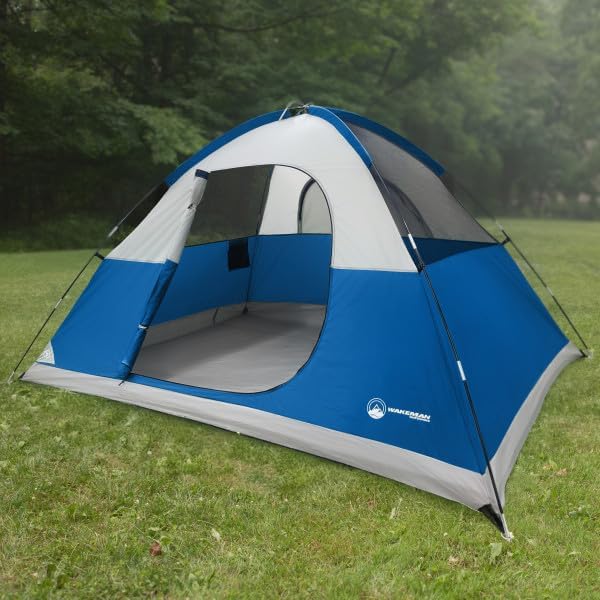 4 Person Camping Tent with Rainfly and Carrying Bag - Easy Pop Up Family Tents for Camping Essentials, Beach, Hiking, Backpacking, Mountaineering and Camp Travel