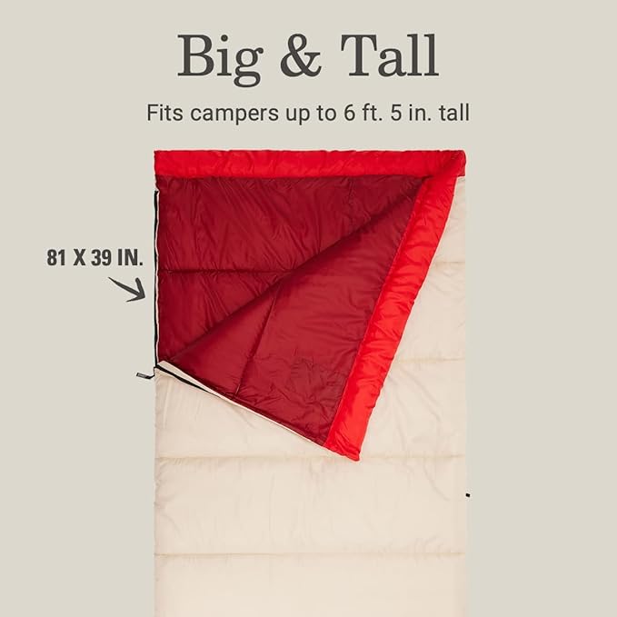 Coleman Flatlands Sleeping Bag, Made from 100% Recycled Material, Cool Weather Adult Sleep Sack
