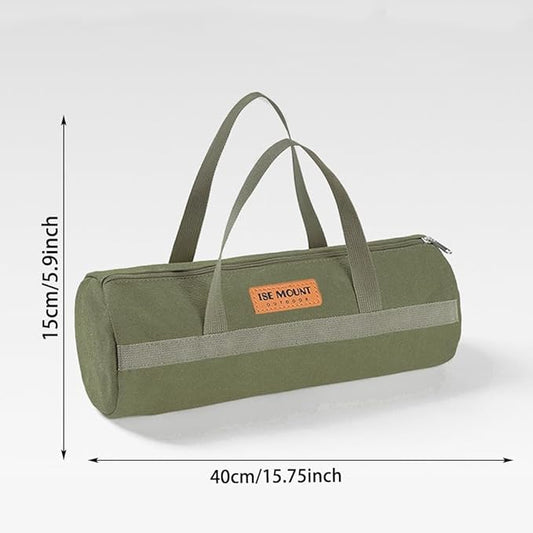 Tent Stakes Bag,Canvas Camping Storage Bags Essentials Accessories Tools Hiking Hunting Gear (Green 40CM)