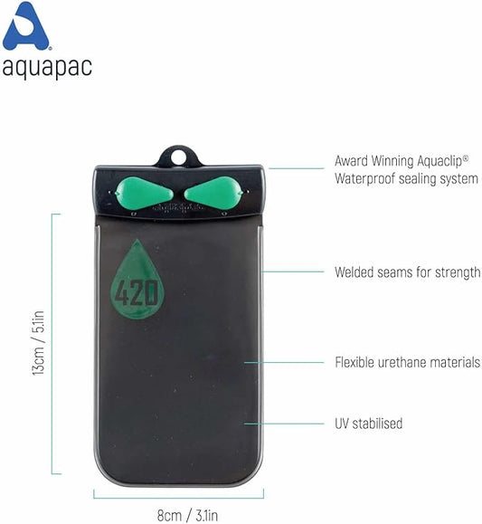 Aquapac Waterproof Phone Case - Black Plastic or Rubber Case for Cellular Phone - Waterproof Case for Music Theme - Whanganui Model