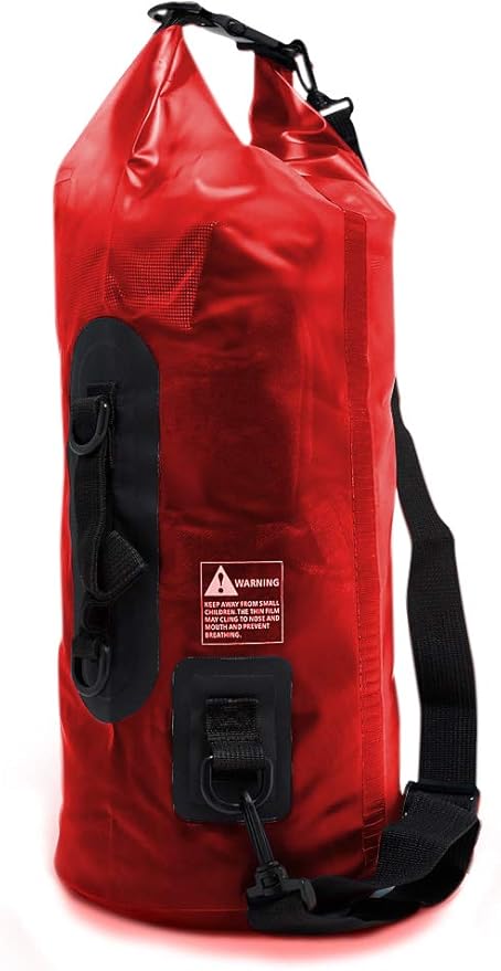 Waterproof Semi-transparent Dry Bag - 10L/20L Dry Bag Backpack - Zipper Compartment, Handles, Straps - Black, Blue, Green, Red - Transparent Dry Bag for Kayaking, Swimming, Beach, Rafting