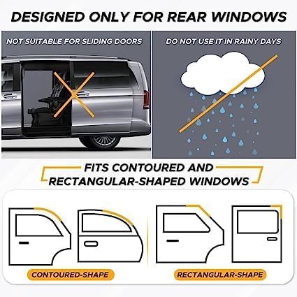 EcoNour Car Window Shades for Baby (Pack of 2) | Sun Shade for Car Heat and UV Protection | Adjustable Elastic Fabric Side Window Shade for Baby | Rear Side Window Sunshade (Large 38"x21")