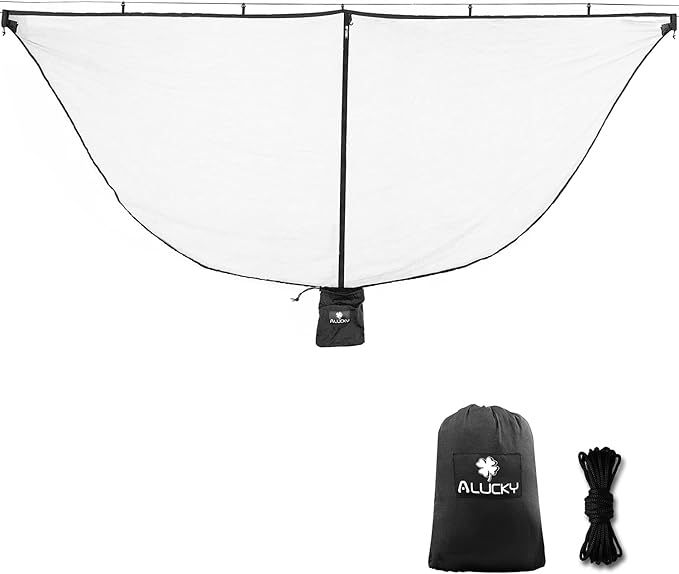 Hammock Net Camping Mosquito Net, No See Ums & Repels Insect, Polyester Netting for 360 Degree Protection, Double Sided Zipper for Easy Access Fits for All Camping Hammocks(Black)