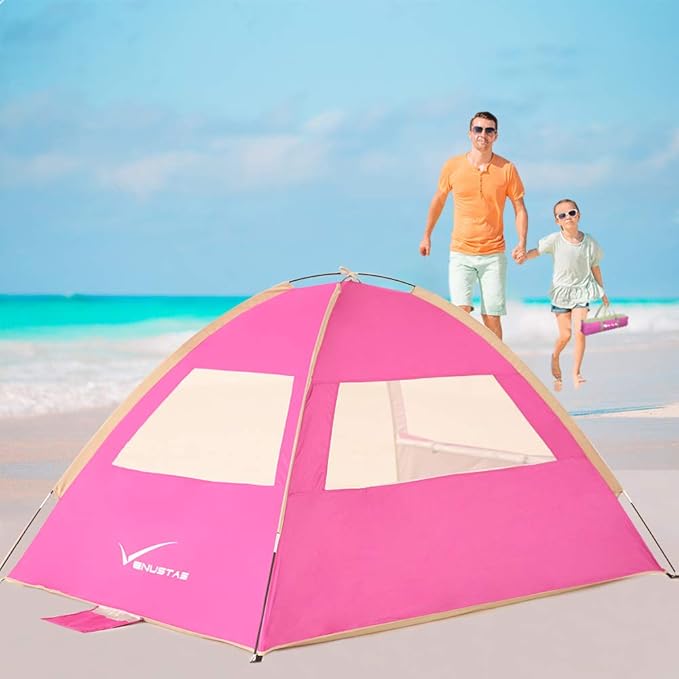 Venustas Beach Tent Sun Shelter for 3-10 Person, UPF 50+ UV Protection Canopy, Lightweight and Easy Setup Cabana, Portable Beach Shade