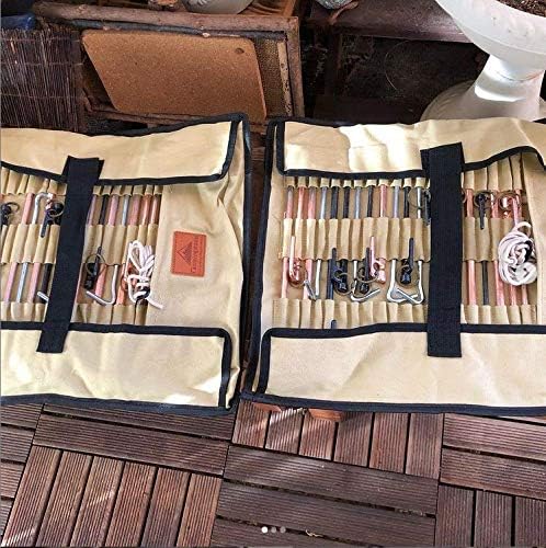 CAMPINGMOON Cotton Canvas Tent Stakes Case Storage Bag Max 13.78’’/35cm in Length Beige Color B135
