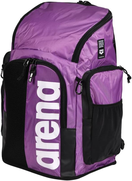 ARENA Spiky III Backpack 45 Swimming Athlete Sports Gym Rucksack Large Training Gear Equipment Swim Bag for Men and Women, 45 Liters, Purple