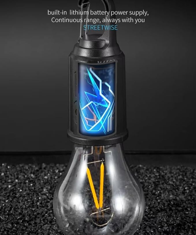 Camping Lights Rechargeable, Hanging Tent Lights Bulb with Hook, Timer Function, 3 Lighting Modes Tent Lamp for Camping, Hiking, Backpacking, Emergency Outage