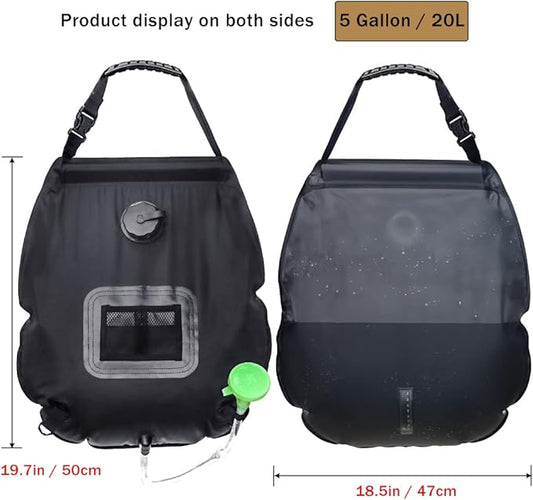 NODG 5 Gallons/20L Portable Solar Shower Bag Solar Heating Shower Bag with Removable Hose On-Off Switchable Shower Head for Camping Beach Swimming Outdoor Activities Traveling Hiking Cycling Picnic