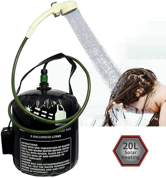Vici 20L Portable Solar Camping Shower Bag Shower Electric Pump Tent car wash Equipment Outdoor spa Bath hot Water Bag Camping Furniture Accessories Portable Shower Pump