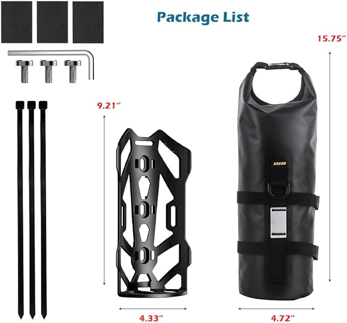 5L Bike Fork Bag with Multipurpose Cage for Cycling Touring,Lightweight Bicycle Waterproof Dry Cargo Rack Bag for MTB,Road,Mountain,Folding bikes
