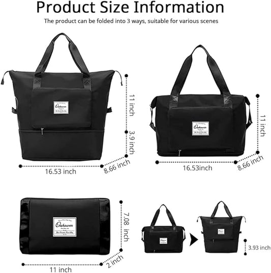 Large Capacity Foldable Travel Bag Expandable Portable Carry on Bag Dry&Wet Separation Sports Duffel Bags