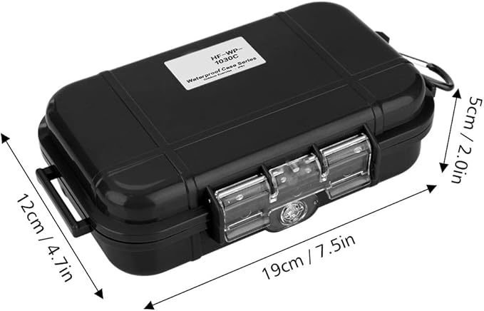 Small Waterproof Storage Case Shockproof Airtight Survival Box Storage Container Case Portable Airtight Carry Box Black Dry Storage Box