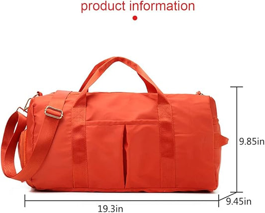 Blackwheel Sports Gym Bag With Shoe Bag Wet Bag Duffle Bag Waterproof Travel Bag for Women Cute Gym Bag Orange 29L