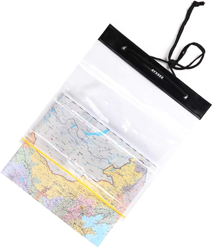 Waterproof Map Case Holder, Watertight Map Carrier, Transparent Dry Bag Protector Pouch for Camping, Hiking, Documents, Electronics, Emergency, Outdoors