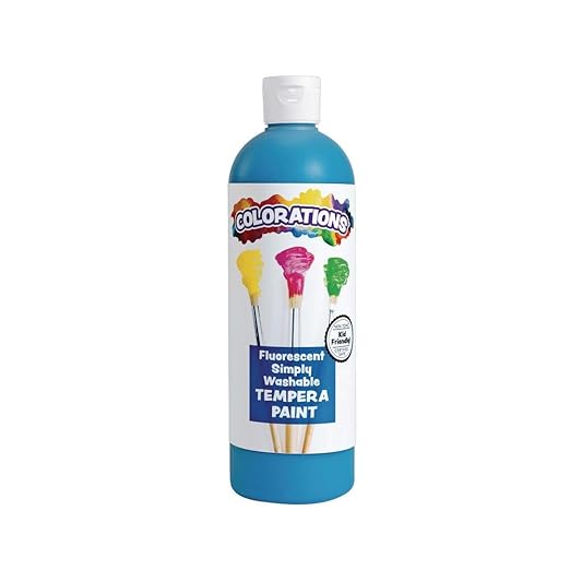 Colorations Washable Tempera Paint, 16 fl oz, Fluorescent Blue, Neon, Non Toxic, Vibrant, Bold, Bright, Kids Paint, Craft, Hobby, Fun, Art Supplies