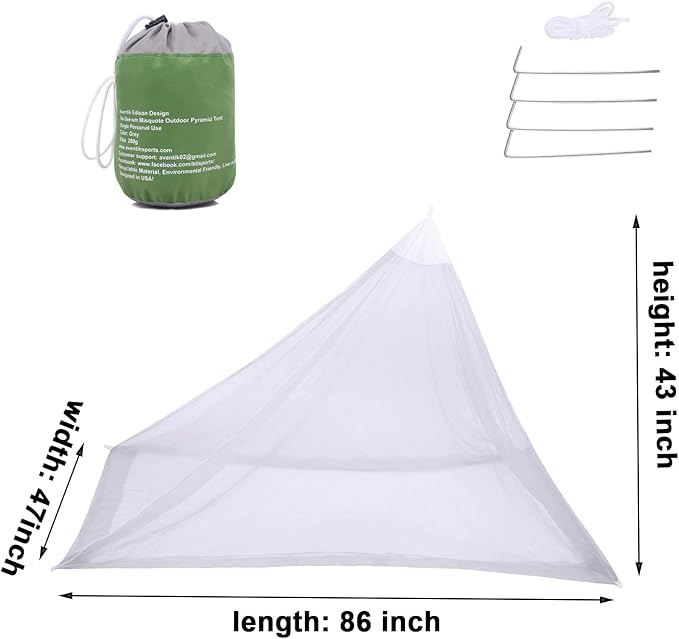 No-See-Ums Camping Mosquito Net Bed Compact and Ultra-Light for Travel,Finest Holes Mesh 2000 Noseeum Netting for Camping and Hiking, Without Sleeping Mat