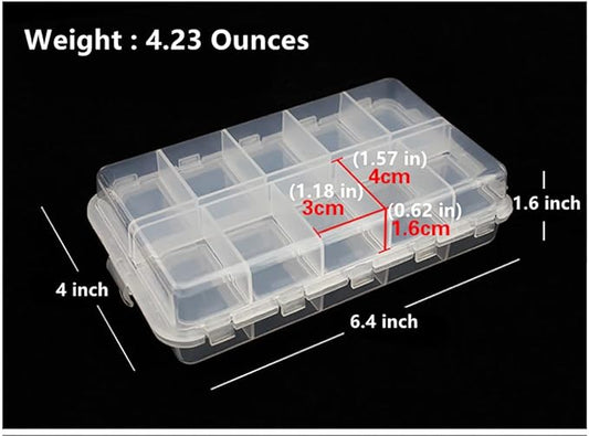 2x Small Hard Fishing Tackle Box Portable Case Hooks Lure Baits Storage Box Containers For Storing Swivels Jigs Hooks Sinker,20 Compartments (White)