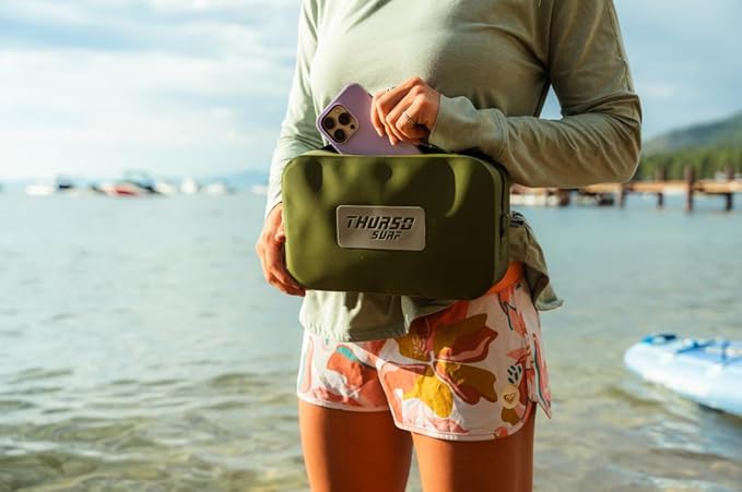 THURSO SURF Waterproof Fanny Pack Dry Bag Floating Pouch Bag Adjustable Waist Strap Keep Your Phone and Valuables Safe/Dry SUP Accessories for Kayaking Paddle Board Snorkeling Boating (Olive)