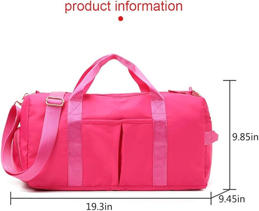 Blackwheel Sports Gym Bag With Shoe Bag Wet Bag Duffle Bag Waterproof Travel Bag for Women Cute Gym Bag Rose Red 29L