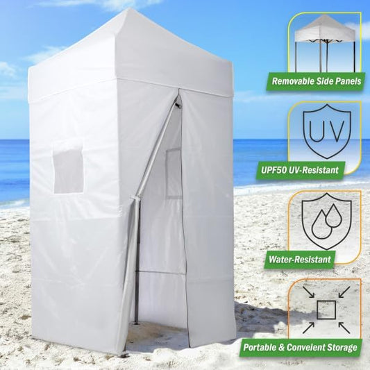 Pop Up Changing Tent - 46.5” Steel Frame Canopy Sun Shelter Pool Cabana, Portable Changing Room, or Privacy Tent for Camping Toilet or Portable Shower - Camping Essentials by Wakeman Outdoors (White)