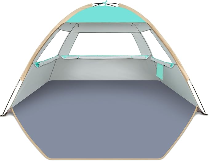 Gorich Beach Tent Sun Shelter for 3/4-5/6-7/8-10 Person with UPF 50+ UV Protection, Lightweight & Easy Setup Beach Shade Canopy, Portable Beach Shade Tent Beach Cabana