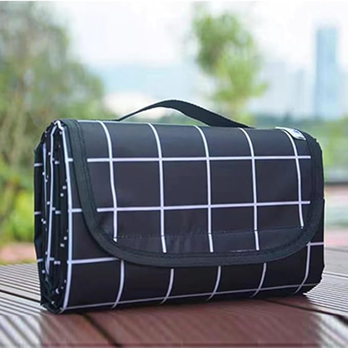 Extra Large Beach Blanket Outdoor Picnic Blankets, Foldable Waterproof Sand Free Picnic Mat for Festival BBQ Park Grass Lawn Camping Hiking Travel Concerts (Black, 80x60 in)