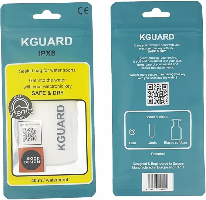 Compact, Waterproof and Watertight Key Pouch for the car electronic key. Certified (IPX8). Designed for water sports (Surfing, Sup, Kitesurfing, Windsurfing, Foil, Swimming, sailing...)
