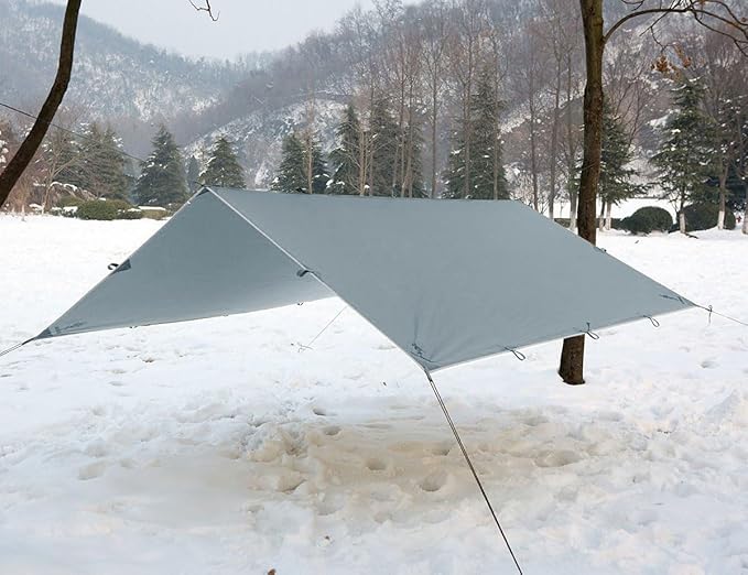 FREE SOLDIER Waterproof Portable Tarp, 10x10.5ft, Blue Gray, Camping, Backpacking, Hiking, Fishing, Hunting