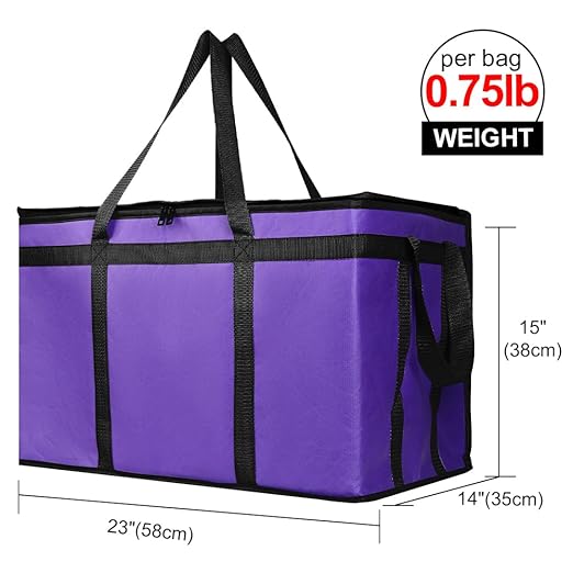 Bodaon 2-Pack Insulated Food Delivery Bag, XXX-Large Meal Grocery Tote Insulation Bag for Hot and Cold Food, Commercial Cooler/Thermal Shopping Bags, Large Capacity Reusable Warming Bag, Purple
