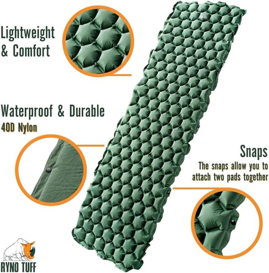 Camping Sleeping Pads and Camping Pillow Set - Ultralight Sleeping Pad for Camping, Backpacking Pad and Hiking Sleeping Pad- Ultralight and Packable Floor Sleeping Mat and Pillow Set