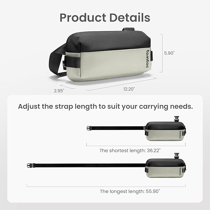 tomtoc Compact EDC Sling Bag, Chest Shoulder Crossbody Sling Daypack for Men Women, Water-resistant Lightweight Everyday Carry Casual Pack for Nintendo Switch 2, Tactical, Travel, Work, Gym, Sport