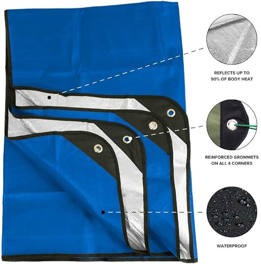 Arcturus Heavy Duty Survival Blanket – Insulated Thermal Reflective Tarp - 60" x 82". All-Weather, Reusable Emergency Blanket for Car or Camping (Blue)