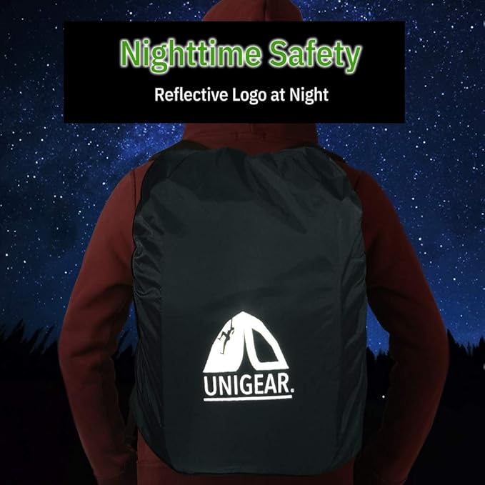 Unigear Backpack Rain Cover Waterproof Rating 5000mm, Ultraportable and Durable with 2 Anti-Slip Buckle Strap, Integrated Carry Pouch Design