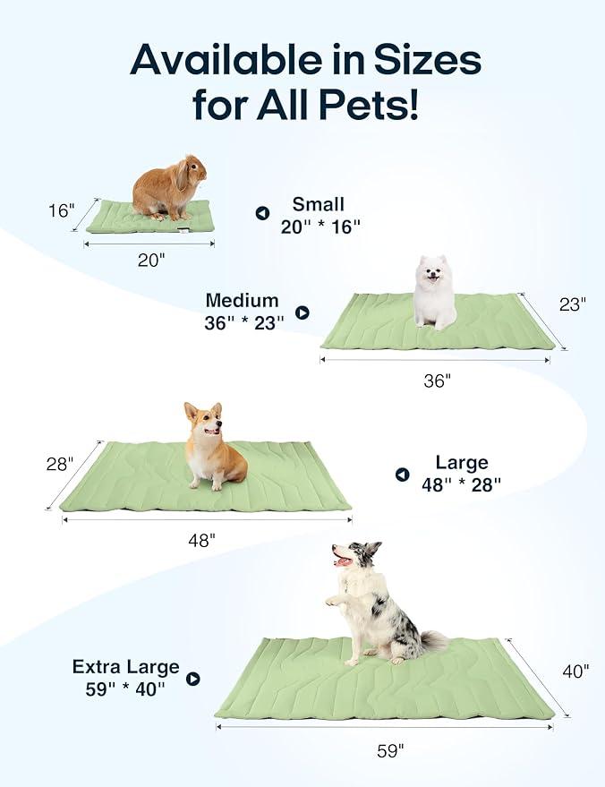 ZonLi Dog Cooling Mat, 59" x 40"Extra Large, Reversible Cooling Pad for Dogs & Cats (Cool & Warm), Durable & Machine Washable, Pet Mat for Crate, Kennel, Bed, Sofa, Sage Green