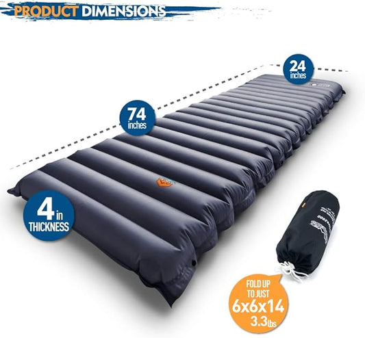 ZOOOBELIVES Extra Thickness Inflatable Sleeping Pad with Built-in Pump, Most Comfortable Camping Mattress for Backpacking, Car Traveling and Hiking, Compact and Lightweight - Airlive2000