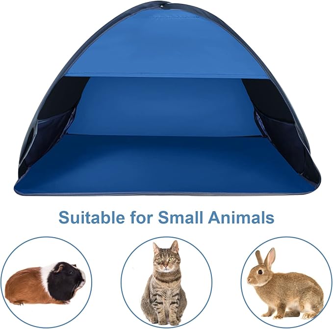 Pop Up Beach Sun Tent, 1 Pack Foldable Pop Up Tent Sun Shelter for Anti-UV Windproof Face Head Shade Protection, Black Glue Blue