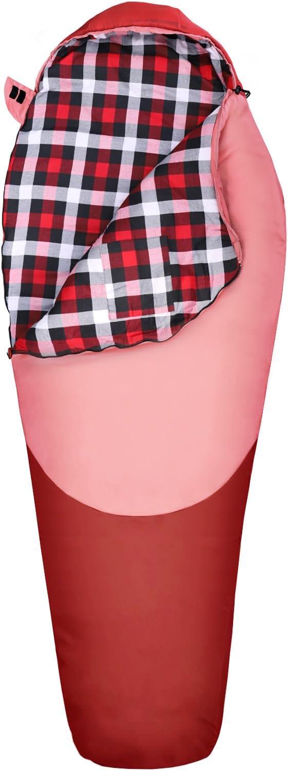 Cold Weather Mummy Sleeping Bag Flannel 0 Degree Winter Sleeping Bag Machine Washable Heavy Duty for Adults,Teenager with Compression Sack 4 Seasons for Camping Hiking Traveling