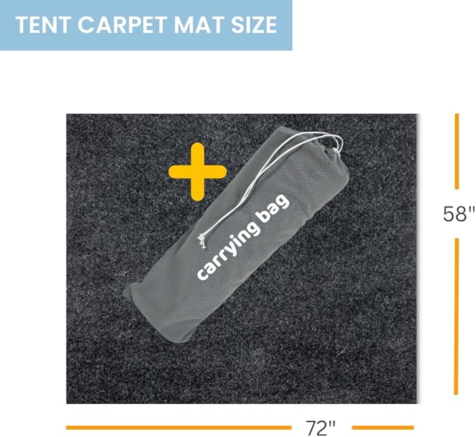 Tent Carpet Mat Camping Floor Rug Waterproof Durable Thick Portable and Foldable Lightweight Pad Insulated Picnic Non-Slip Carpet Outdoor Accessory (58"x 72" (with Carry Bag))