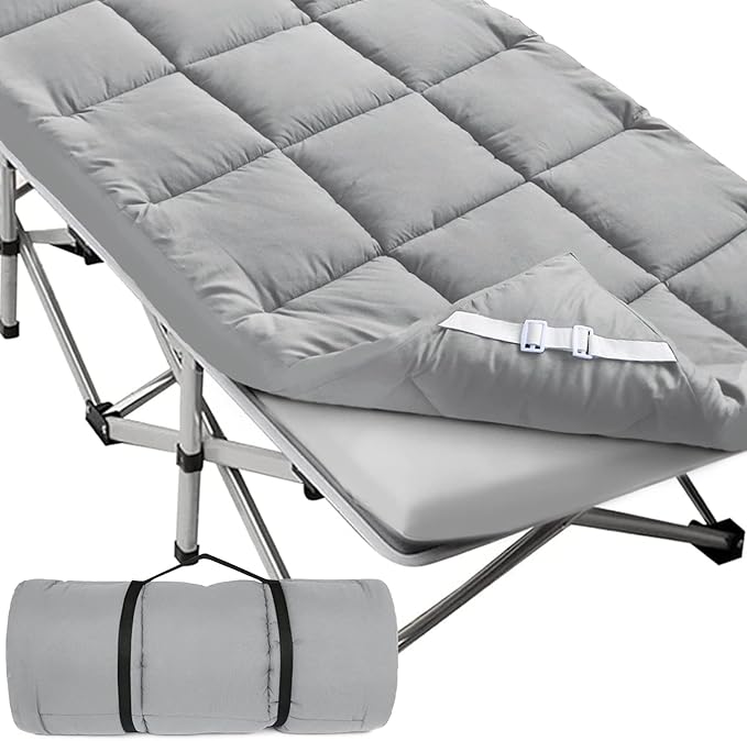 Navy Cot Mattress Topper - Quilted Pads for Camping, 75"x30" for Camp Cot/Rv Bunk/Narrow Twin Beds