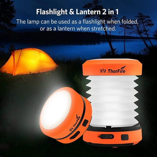 ThorFire LED Camping Lantern Lights Hand Crank USB Rechargeable Lanterns Collapsible Mini Flashlight Emergency Torch Night Light Tent Lamp for Camping Hiking Tent Garden Patio - CL01